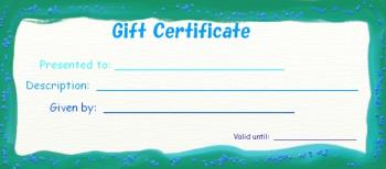 blank gift certificate green waves