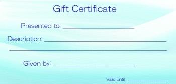 blank gift certificate aqua clouds