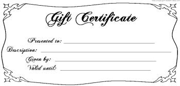 blank gift certificate old fashioned bw